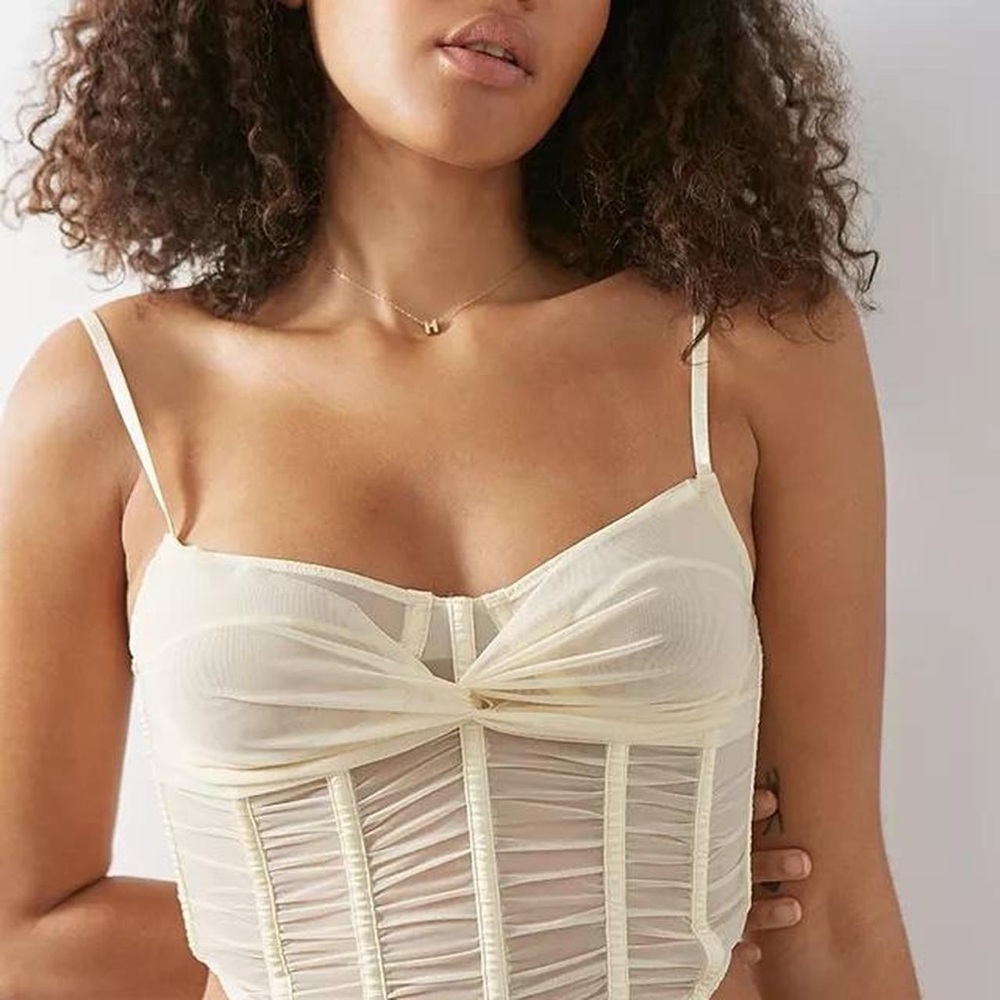 Out from under mesh corset tank crop top